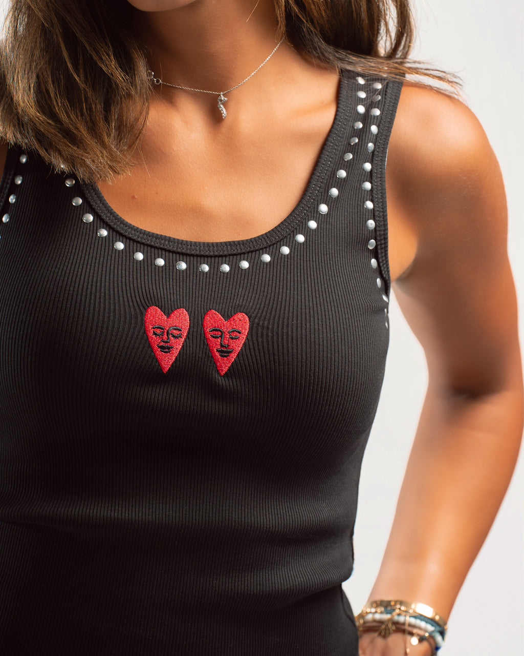 Studded tank top in Black