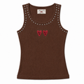 STUDDED TANK TOP IN BROWN