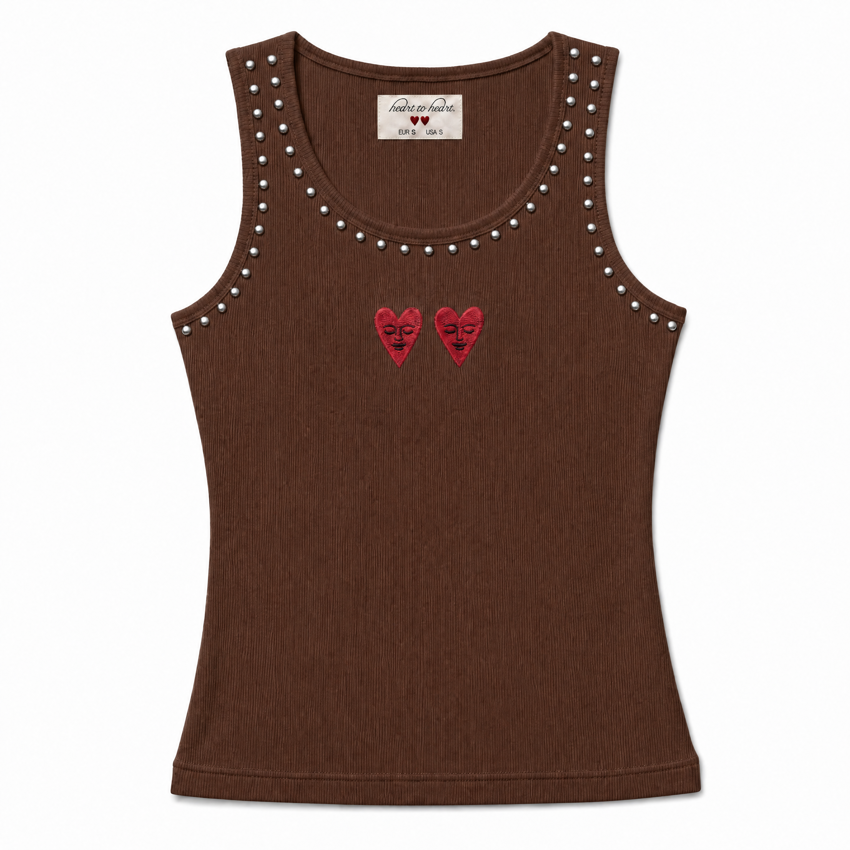 STUDDED TANK TOP IN BROWN